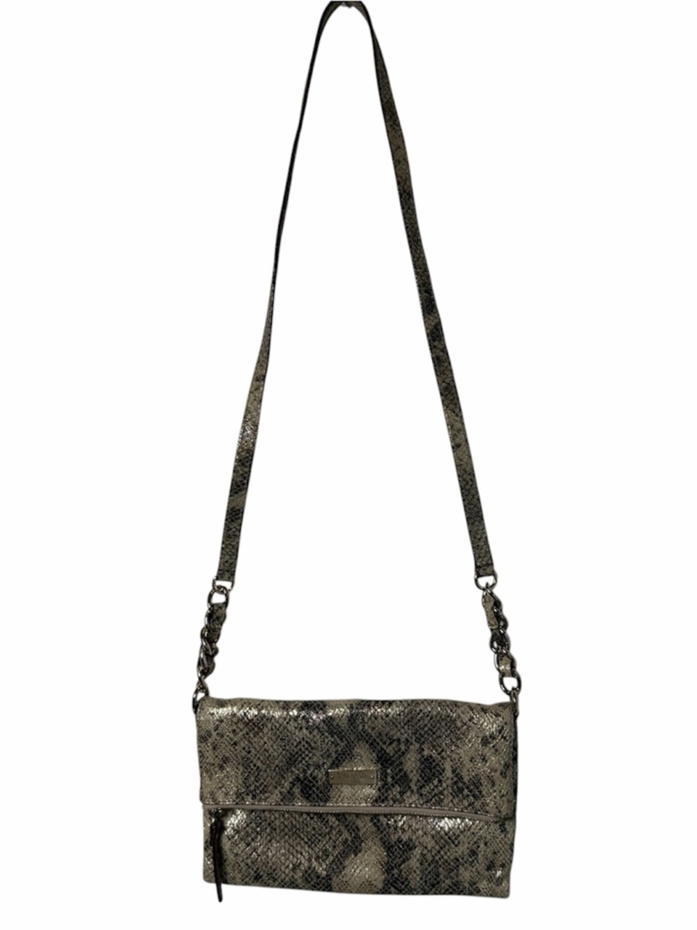 Kate Spade Snake Embossed Crossbody Bag Gold Shimmer Leather Purse - Picture 2 of 8
